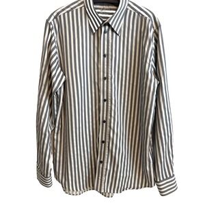 OSCAR Two Fold Mens XL Striped Dress Shirt Academia Preppy Career Professional